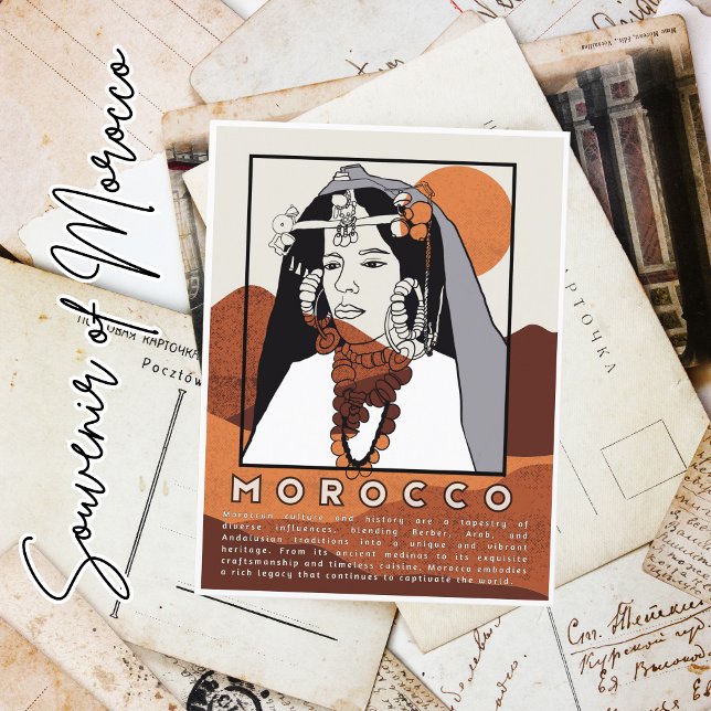 Postal Bella bereber mujer de Marrakech Marruecos (Subido por el creador)