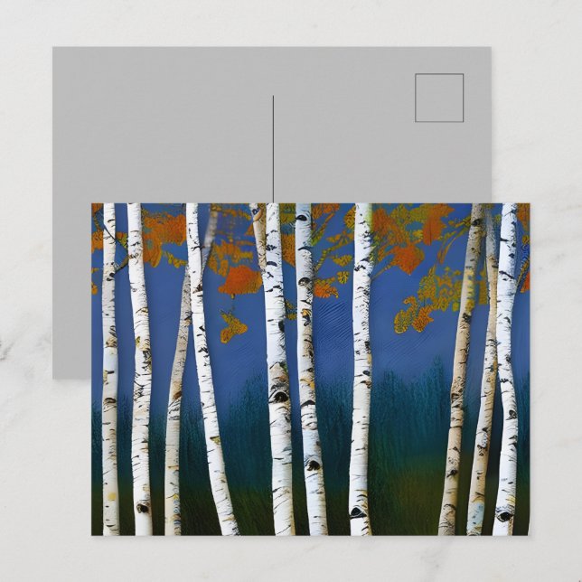 Postal Bella Birch de Otoño (Anverso / Reverso)