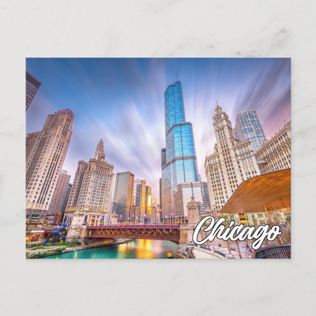 Postal Bella ciudad de Chicago, Illinois, EE. UU. (Anverso)