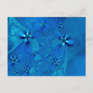 Postal Bella espiral azul fina arte fractal
