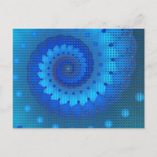 Postal Bella espiral azul fina arte fractal
