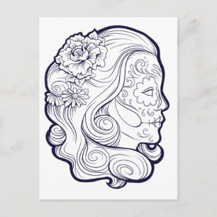 Postal Bella Madonna de la Calavera de Azúcar