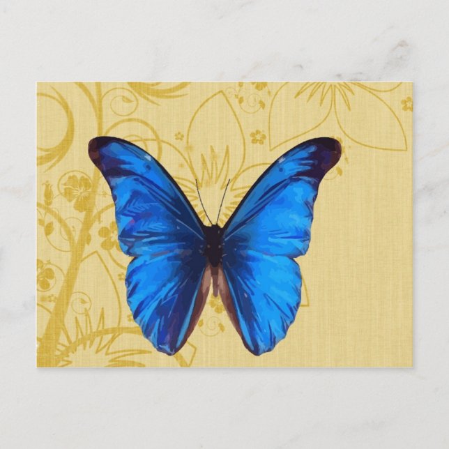 Postal Bella mariposa azul Vintage (Anverso)