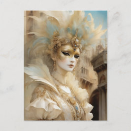 Postal Bella máscara de carnaval de Venecia