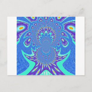 Postal Bella modernidad Cyan Blue batik Kaleidoscope Arte