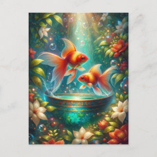 Postal Bella pez dorado de Nowruz