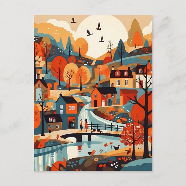 Postal Bella pintura en Scandi Village (Anverso)