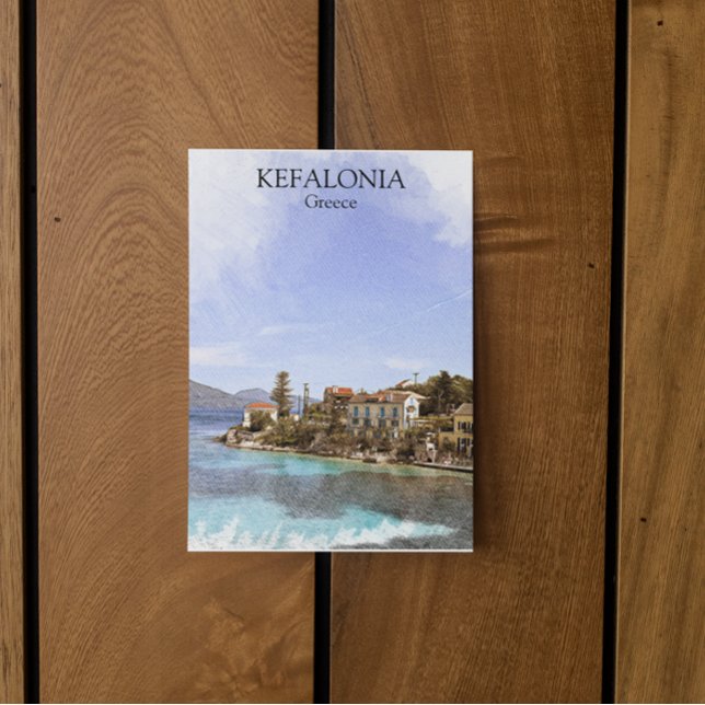 Postal Bella pintura minimal de Kefalonia Grecia (kefalonia greece waitercolor painting postcard)