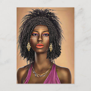 Postal Bella princesa africana negra arte