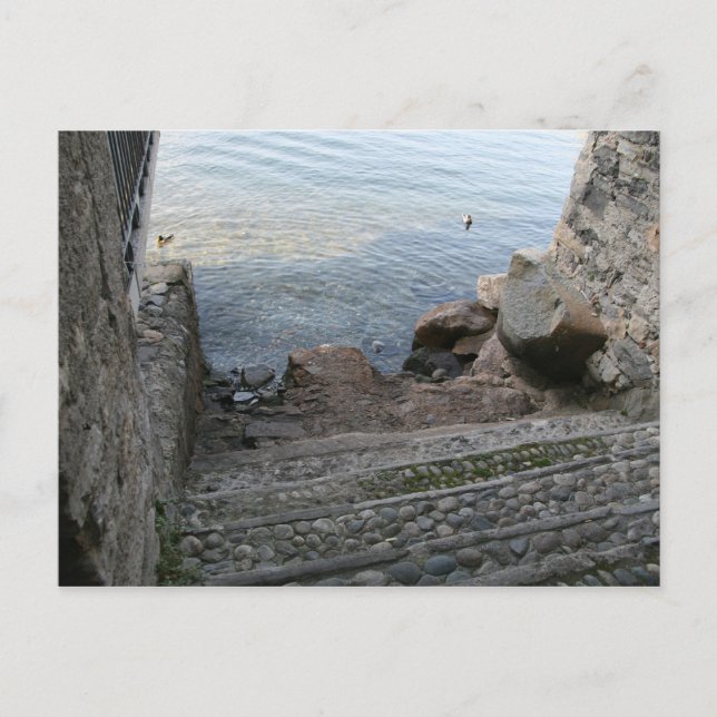 Postal Bellagio, Italia ~ Abajo la Escalera (Anverso)