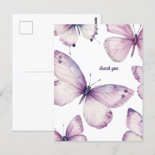 Postal Bellas mariposas púrpura GRACIAS