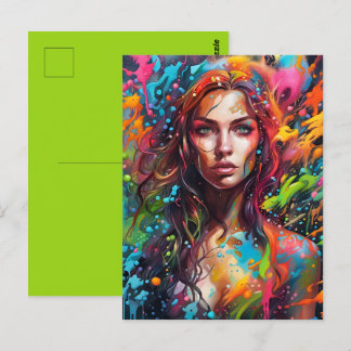 Postal Belle femme en peinture