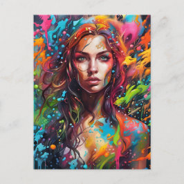 Postal Belle femme en peinture