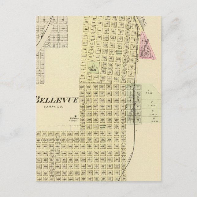 Postal Bellevue y La Platte, Nebraska (Anverso)