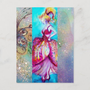 Postal BELLEZA CON VESTIDO ROSA / Planta Mariposa Mágica