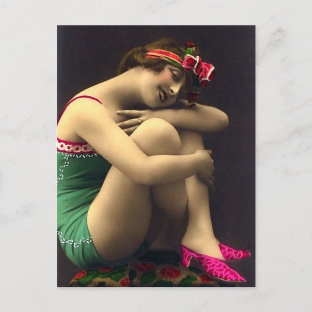 Postal Belleza de baño en verde (Anverso)