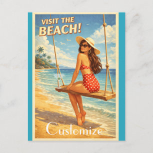 Postal Belleza de baño retro vintage Thunder_Cove