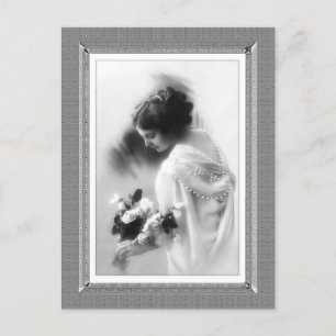 Postal Belleza de época - Bouquet - en blanco y negro
