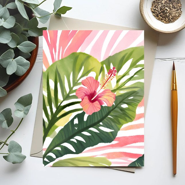 Postal Belleza de Hibiscus | Acuarela de flores tropicale (Subido por el creador)