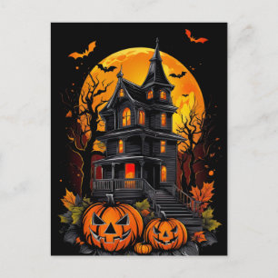 Postal Belleza de una mansión espeluznante, Halloween