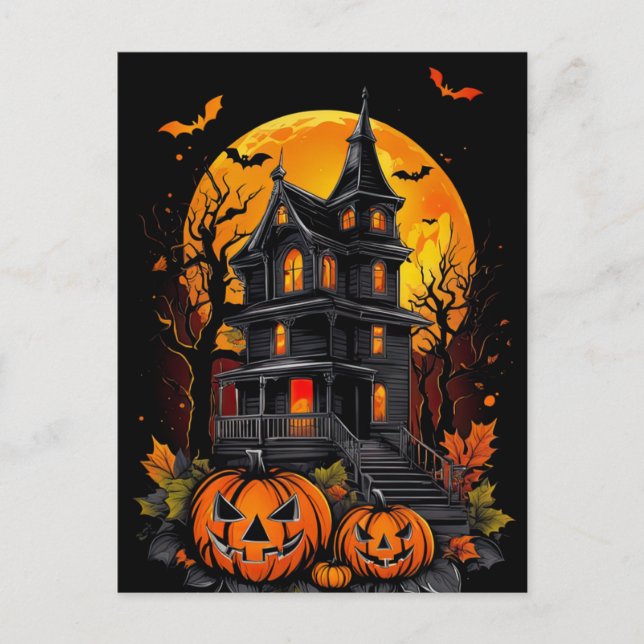 Postal Belleza de una mansión espeluznante, Halloween (Anverso)