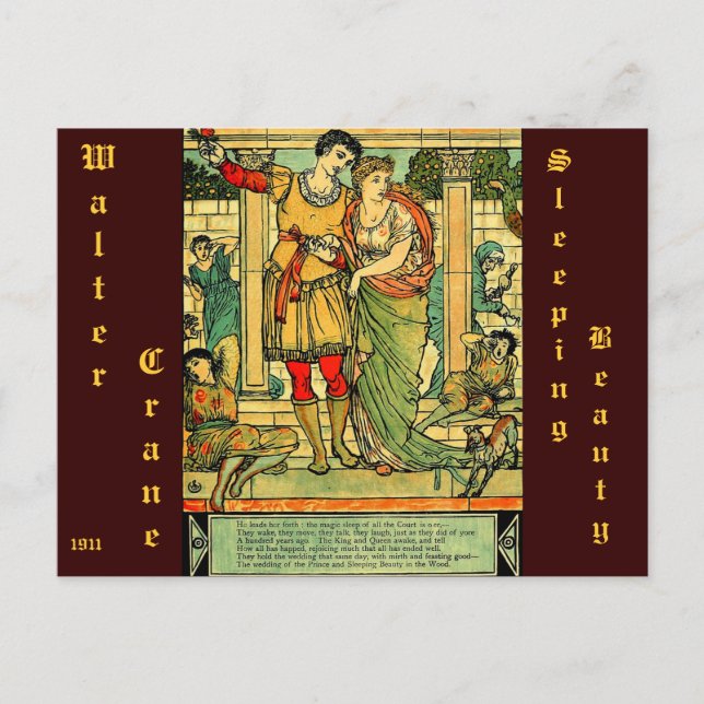 Postal Belleza durmiente del antiguo romántico Walter Cra (Anverso)