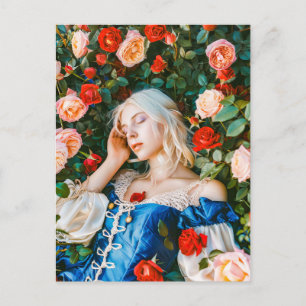 Postal Belleza durmiente entre los Rosas