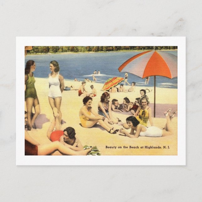 Postal Belleza en la playa, tierras altas, Nueva Jersey (Anverso)