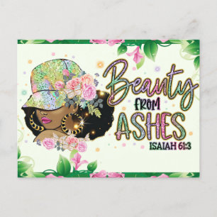 Postal Belleza por cenizas, Isaías 61:3, melanina, sista,