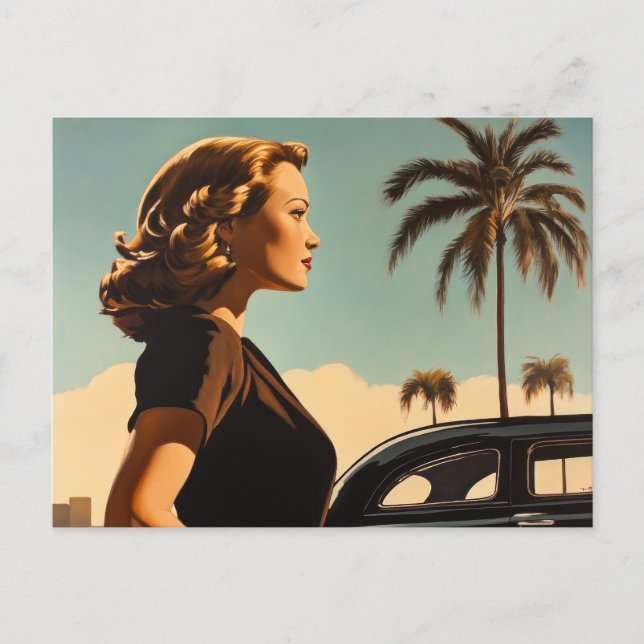 Postal Belleza retro de Los Ángeles (Anverso)