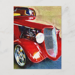Postal Belleza roja - Auto de coleccionista clásico