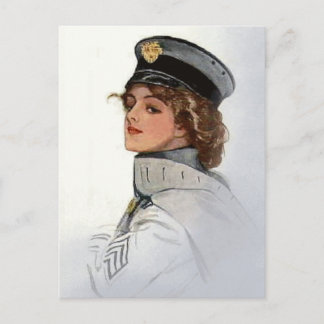 Postal Belleza vintage en uniforme
