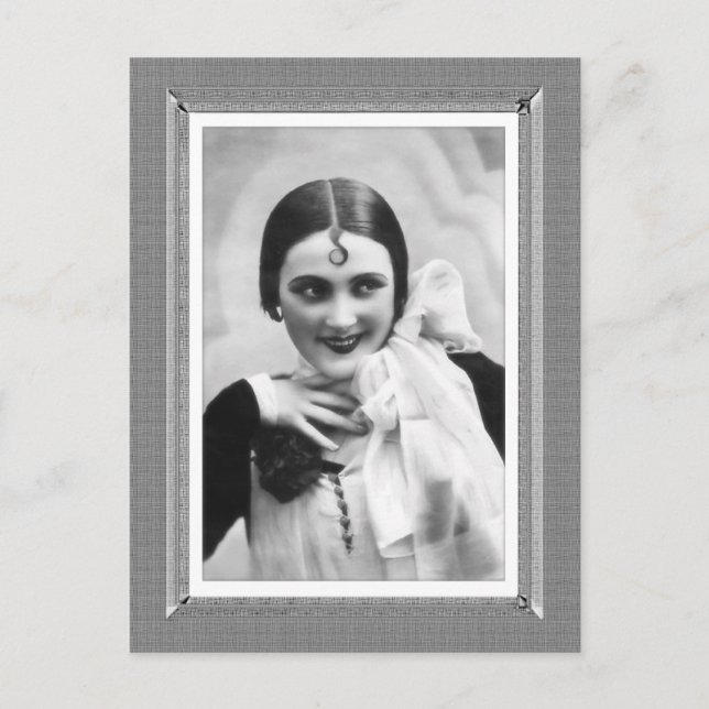 Postal Belleza vintage - Flirty - en blanco y negro (Anverso)