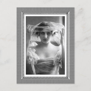 Postal Belleza vintage - Velo de novia - en blanco y negr