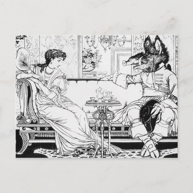 Postal Belleza y la bestia, 1874 (litho) (foto de abajo) (Anverso)