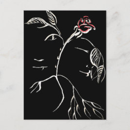 Postal Belleza y Rosa bestia