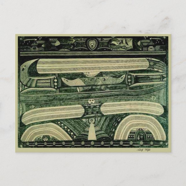 Postal Bello Artes de la "gasolina" de Wölfli (Anverso)