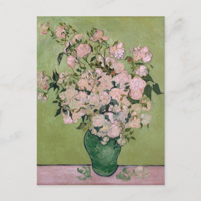 Postal Bello Artes rosado de Van Gogh de los rosas (F682) (Anverso)