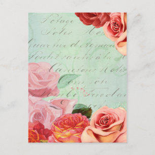 Postal bello diseño floral Rosa de época