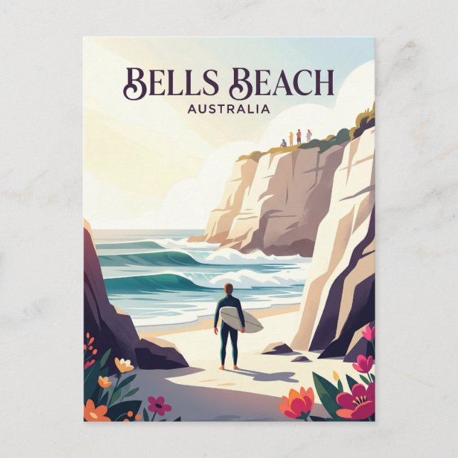 Postal Bells Beach Australia -> Playa Bells Australia (Anverso)
