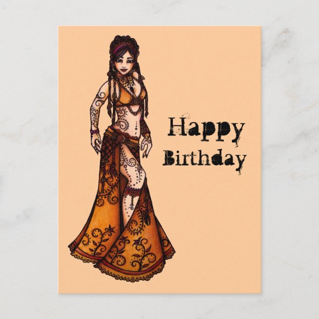 Postal Belly Dancer Birthday Cards (Anverso)