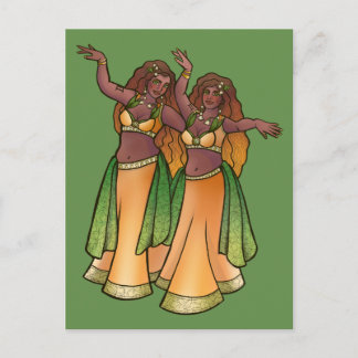 Postal Belly Gemini Bailarines Zodiac Bellydance Art