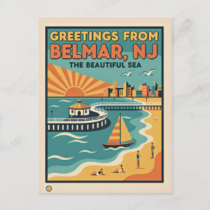 Postal Belmar NJ Costa de Jersey Retro