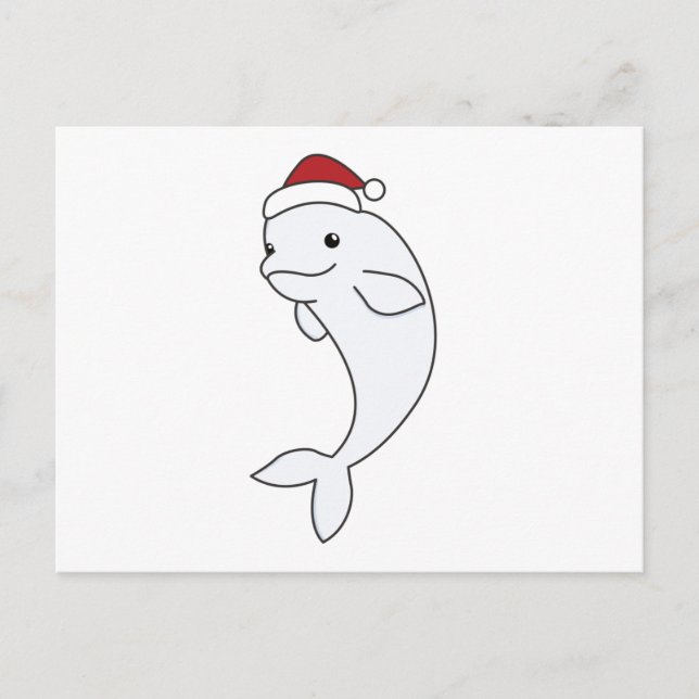 Postal Beluga Ballena Feliz Navidad Animales de invierno  (Anverso)