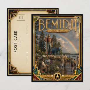 Postal Bemidji Minnesota Arte Deco Vintage Edad Dorada