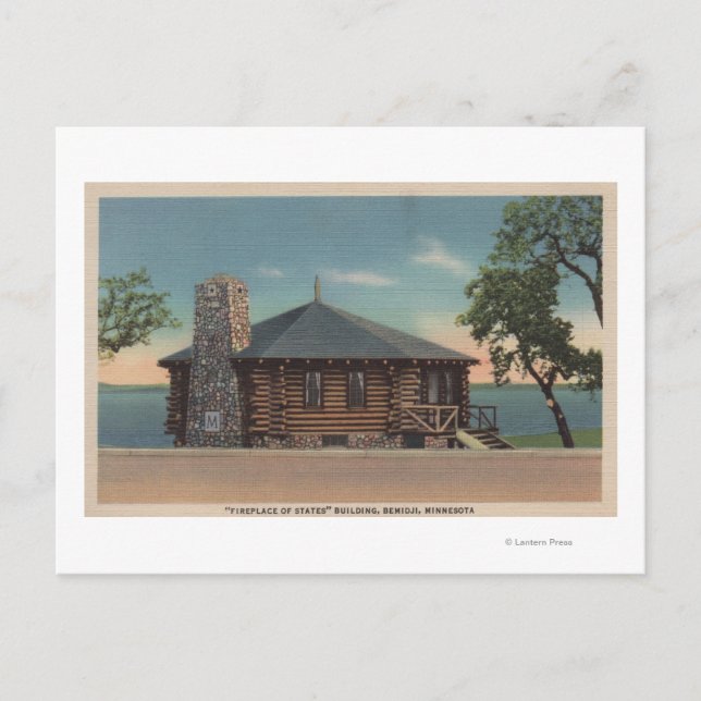 Postal Bemidji, MN - Vista de la chimenea de los estados  (Anverso)