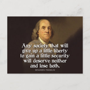 Postal Ben Franklin: Cualquier sociedad que renuncie a...