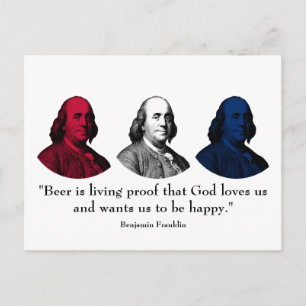 Postal Ben Franklin y Quote — Rojo, Blanco y Azul