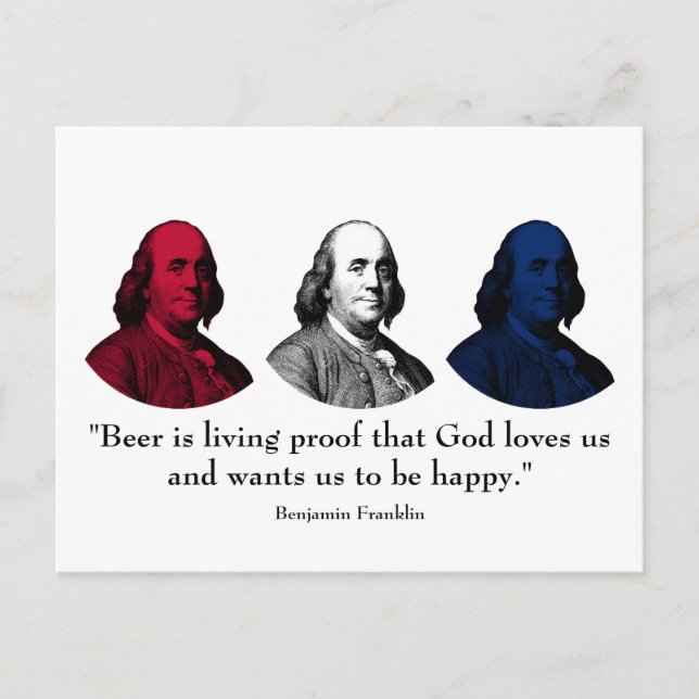 Postal Ben Franklin y Quote — Rojo, Blanco y Azul (Anverso)