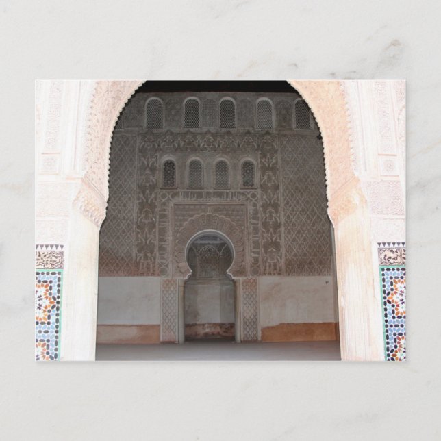 Postal Ben Youssef Medersa decoración (Anverso)